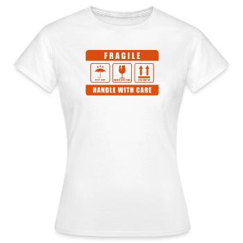 Fragile Handle with Care Versandetikett - Frauen T-Shirt - Weiß - Vorne - AI Model Female 172 dark (172cm)