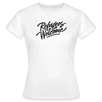 Refugees Welcome Logo - Frauen T-Shirt - Weiß - Vorne - AI Model Female 172 dark (172cm)