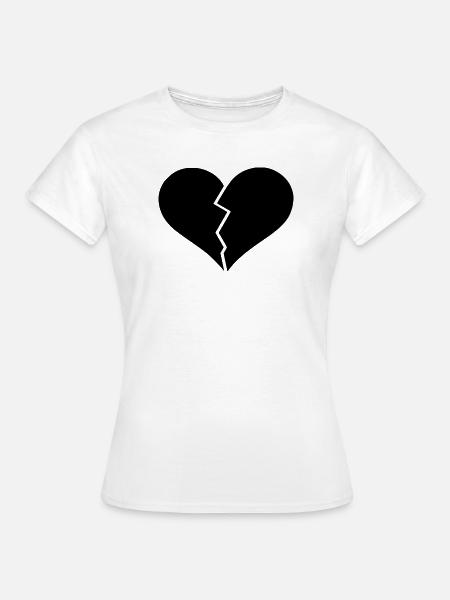 Herz zerbrochen Design gebrochenes Herz - Frauen T-Shirt - Weiß
