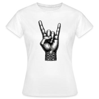 Rock on Hand with Devils Horns - Women's T-Shirt - white - Front - AI Model Female 172 dark (172cm)
