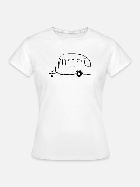 wohnwagen zeichnung - Frauen T-Shirt - Weiß
