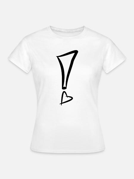 Ausrufezeichen mit Herz Schwarz - Frauen T-Shirt - Weiß