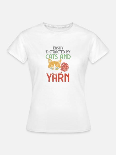 Katze Garn Häkeln - Frauen T-Shirt - Weiß