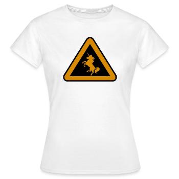 Achtung Einhorn, Gefahr - Frauen T-Shirt - Weiß - Vorne - AI Model Female 172 dark (172cm)