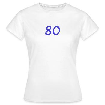 80. 80 YEARS. 80th ANNIVERSARY. 80TH BIRTHDAY. - Women's T-Shirt - white - Front - AI Model Female 172 dark (172cm)