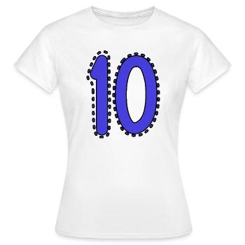 10. 10 YEARS. 10th ANNIVERSARY. 10 YEAR ANNIVERSARY. - Women's T-Shirt - white - Front - AI Model Female 172 dark (172cm)