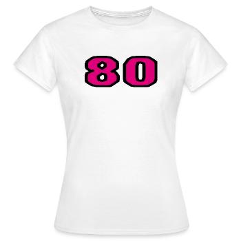 80. 80 YEARS. 80th ANNIVERSARY. 80TH BIRTHDAY. - Women's T-Shirt - white - Front - AI Model Female 172 dark (172cm)