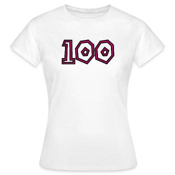 100. 100 YEARS. 100th ANNIVERSARY. BIRTHDAY 1001 - Women's T-Shirt - white - Front - AI Model Female 172 dark (172cm)