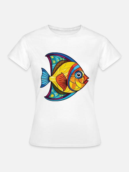 Flunderfisch Bunte Aquarell-Tierkarikatur - Frauen T-Shirt - Weiß
