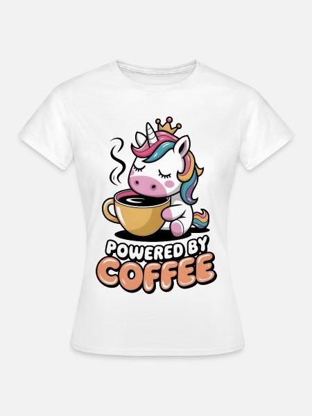 Angetrieben von Kaffee - Frauen T-Shirt - Weiß