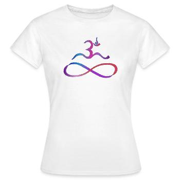 Aum mit Lemniskate dunkle Kontur - Frauen T-Shirt - Weiß - Vorne - AI Model Female 172 dark (172cm)