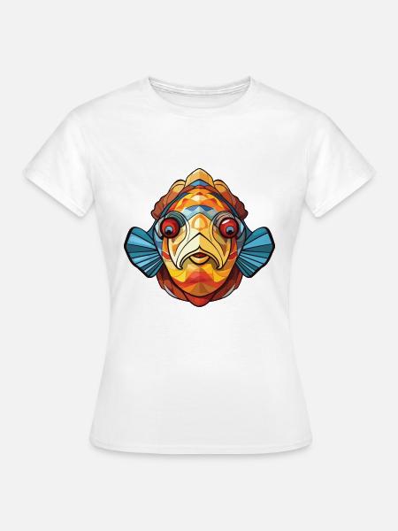 Flunderfisch Bunte Aquarell-Tierkarikatur - Frauen T-Shirt - Weiß