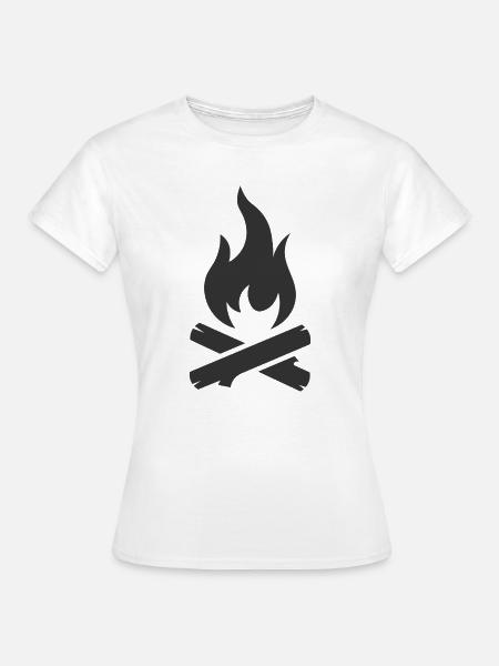 Lagerfeuer-Logo-Symbol - Frauen T-Shirt - Weiß