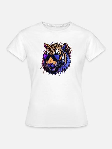 Cooler Retro-Tigerkopf - Frauen T-Shirt - Weiß