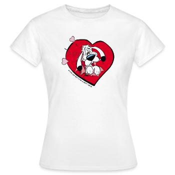 Asterix & Obelix - Idefix Mit Herz - Frauen T-Shirt - Weiß - Vorne - AI Model Female 172 dark (172cm)