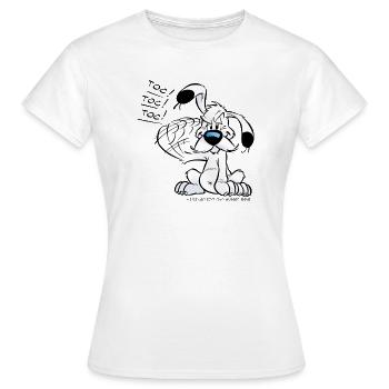 Asterix & Obelix Idefix Klopft Toc Toc Toc - Frauen T-Shirt - Weiß - Vorne - AI Model Female 172 dark (172cm)