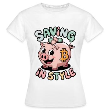 Saving In Style - Women's T-Shirt - white - Front - AI Model Female 172 dark (172cm)