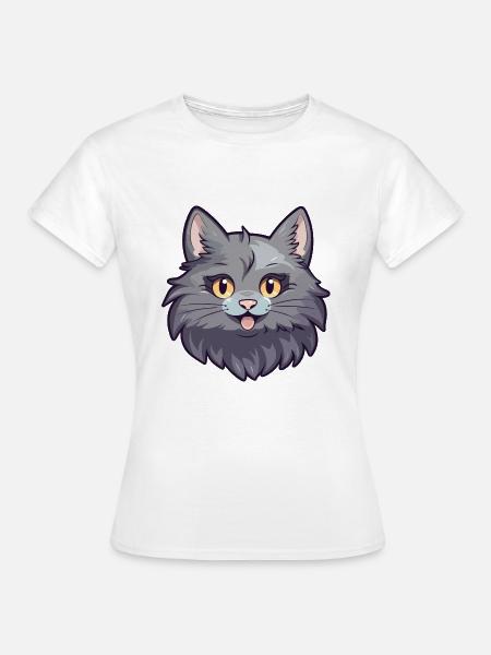 Nebelung Katze Karikatur Aquarell Illustration - Frauen T-Shirt - Weiß