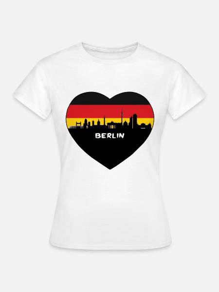 Flaggen-Skyline-Reise-Andenken Berlin-Deutschland - Frauen T-Shirt - Weiß