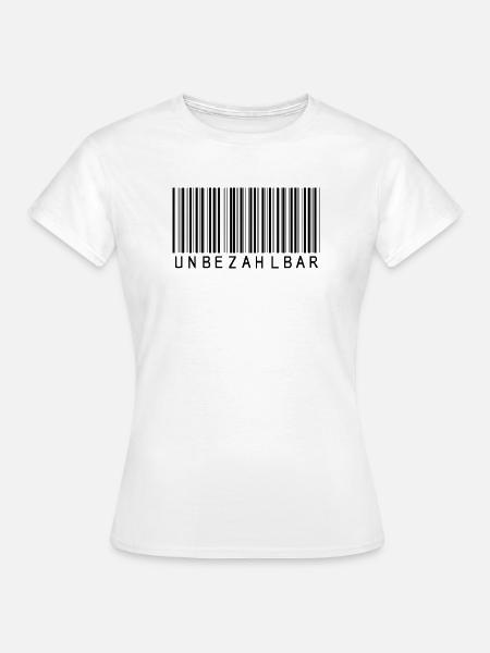 Barcode "Unbezahlbar" schwarz - Frauen T-Shirt - Weiß