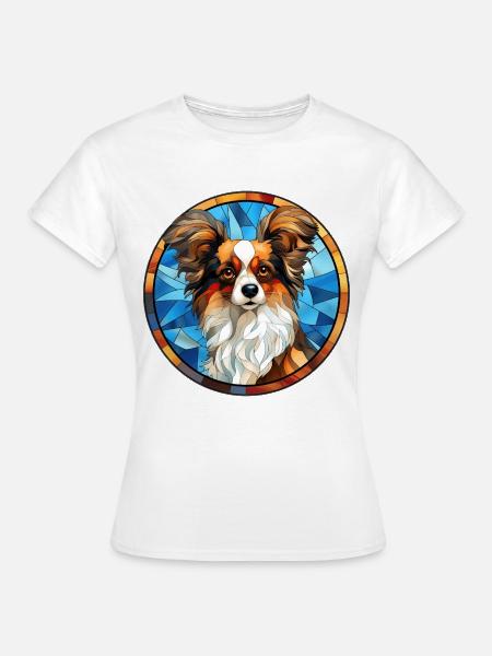 Papillon Hunderasse Aquarellglas - Frauen T-Shirt - Weiß
