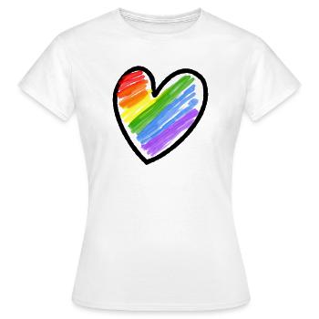 Regenbogenfahne LGBTQ Herz - Frauen T-Shirt - Weiß - Vorne - AI Model Female 172 dark (172cm)