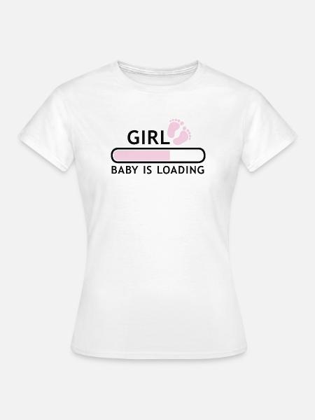 Girl baby is loading Babybauch schwanger Fuß - Frauen T-Shirt - Weiß