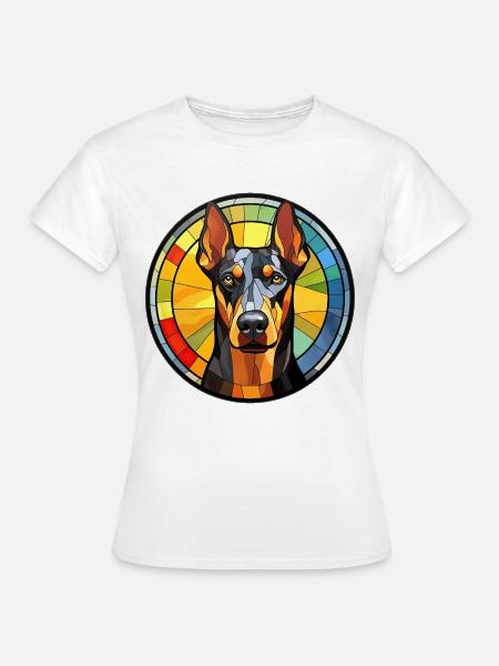 Dobermann Pinscher Hunderasse Aquarellglas - Frauen T-Shirt - Weiß