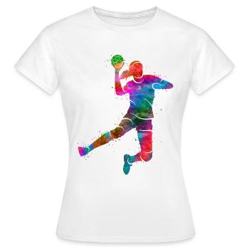Handballspielerin Farbklecks Handball Handballerin - Frauen T-Shirt - Weiß - Vorne - AI Model Female 172 dark (172cm)