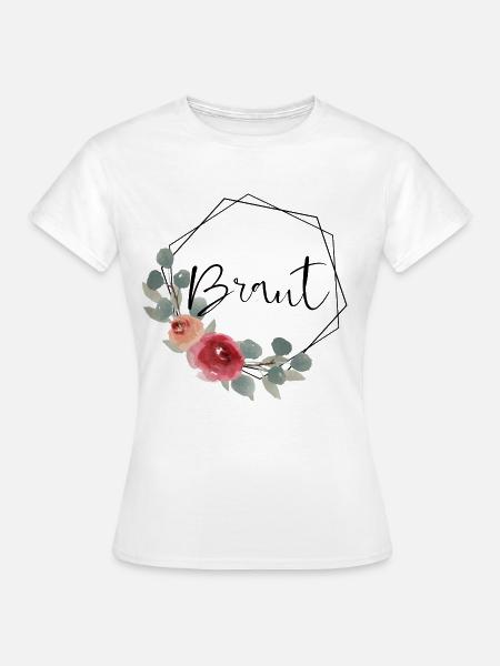 Braut - Hexagon Vintage Blumen - Frauen T-Shirt - Weiß