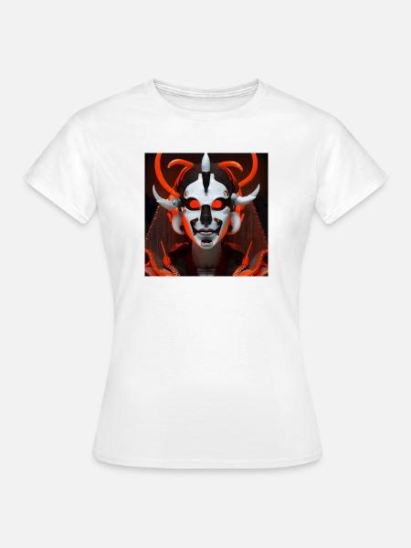 Neon Dämonenmaske Cyberlook - Frauen T-Shirt - Weiß