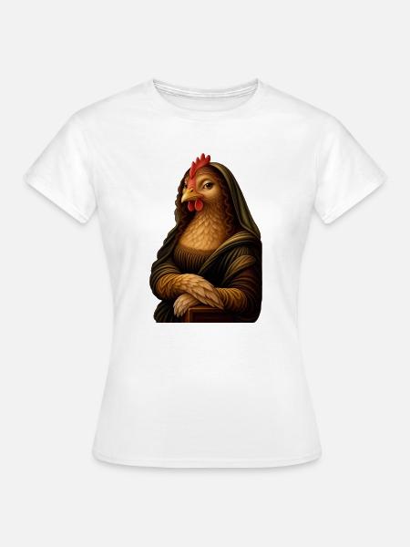 Mona Lisa als Huhn - Frauen T-Shirt - Weiß