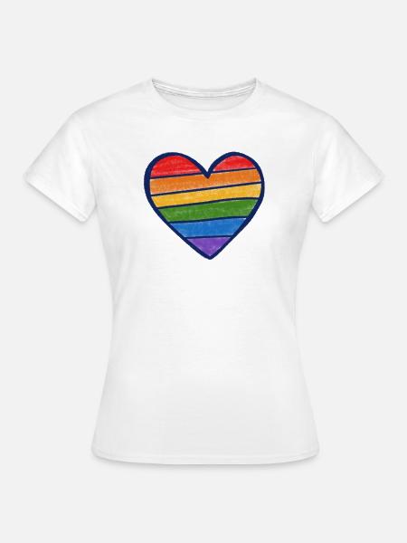 Regenbogenstolzherz - Frauen T-Shirt - Weiß