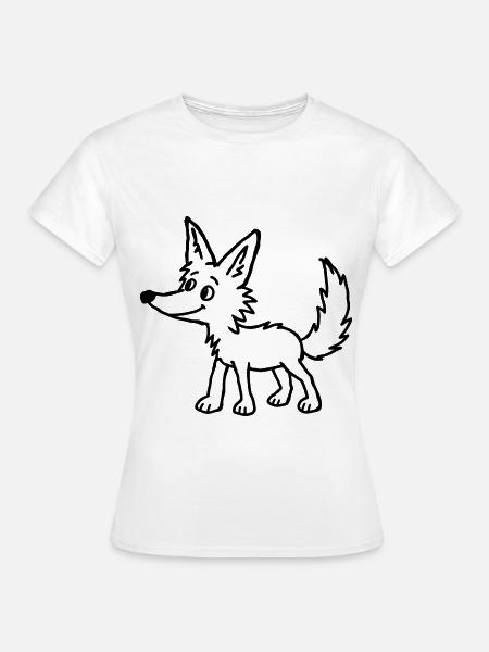 Kindliche Wolf-Kritzelei - Frauen T-Shirt - Weiß