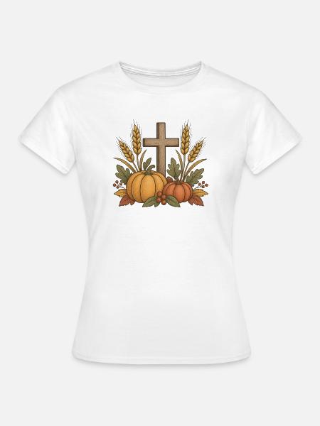 Herbsternte Kreuz Motiv - Frauen T-Shirt - Weiß