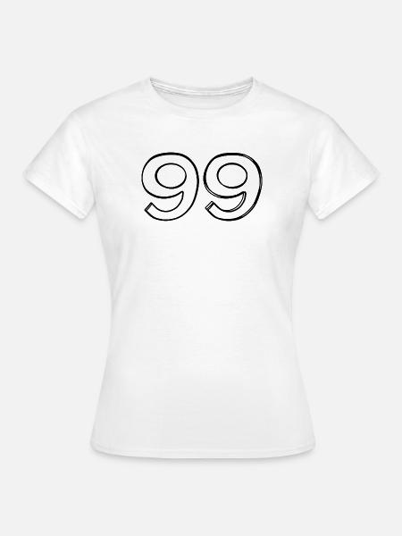 Zahl 99 handgezeichnet - Frauen T-Shirt - Weiß