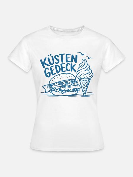 Küstengedeck – Fischbrötchen und Softeis - Frauen T-Shirt - Weiß