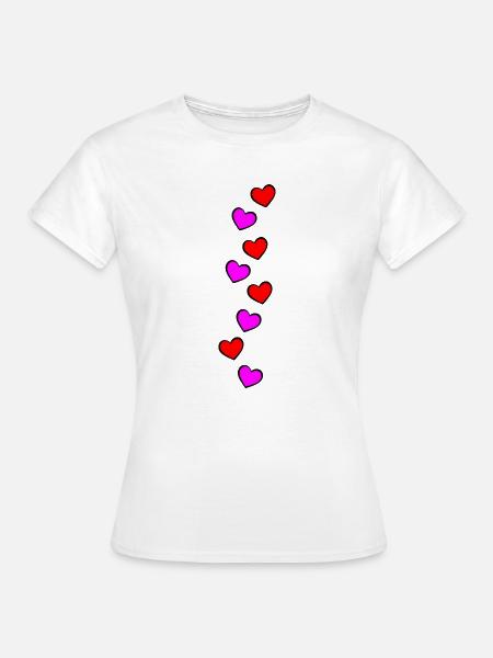 Herzen Rot Pink Vertikal Symbol - Frauen T-Shirt - Weiß