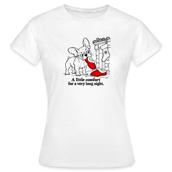 Französischer Bulldogge rettet Weihnachtsmann-Hausschuhe - Frauen T-Shirt - Weiß - Vorne - AI Model Female 172 dark (172cm)