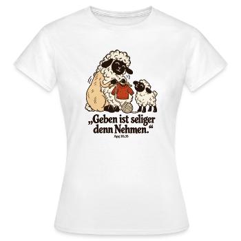 Strickerin Schaf Geben ist seliger denn Nehmen - Frauen T-Shirt - Weiß - Vorne - AI Model Female 172 dark (172cm)