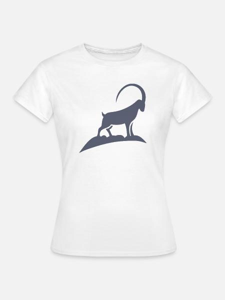 Steinbock Silhouette auf Felsen - Frauen T-Shirt - Weiß