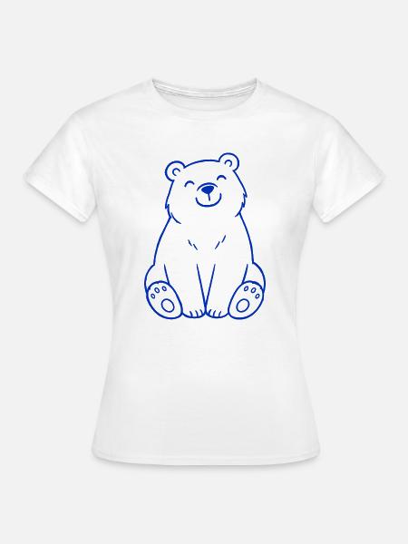 Blauer Bär Linienbild - Frauen T-Shirt - Weiß