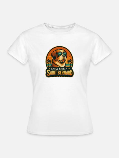 Bernhardiner mit Sonnenbrille im Retrolook - Frauen T-Shirt - Weiß