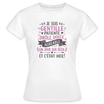 Ich bin freundlich, geduldig und witzig, humorvolle Frau - Frauen T-Shirt - Weiß - Vorne - AI Model Female 172 dark (172cm)