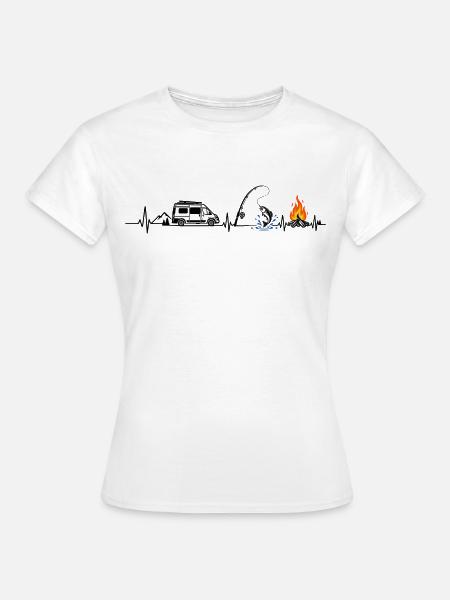 Camping und Angeln - Frauen T-Shirt - Weiß