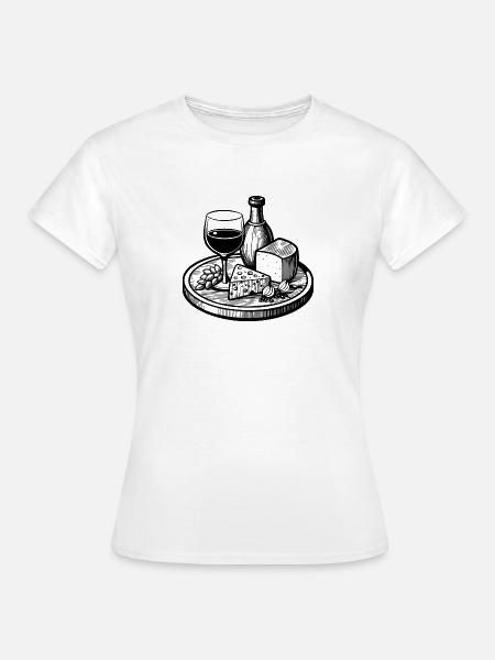 Wein und Käse - Frauen T-Shirt - Weiß