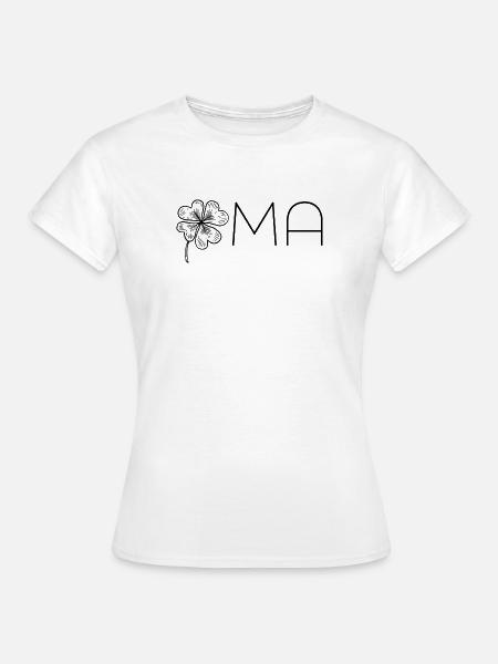 Oma mit Kleeblatt – Schwarz - Frauen T-Shirt - Weiß