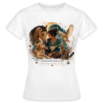 Herzverbindung Mensch Tierwelt - Frauen T-Shirt - Weiß - Vorne - AI Model Female 172 dark (172cm)