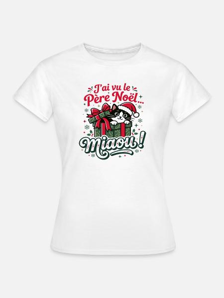 Katzen-Weihnachtsmann - Frauen T-Shirt - Weiß