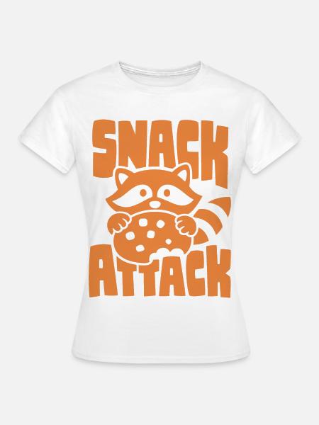 Waschbär mit Keks – Snack Attack - Frauen T-Shirt - Weiß